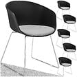 TECTAKE - Lot 6 Fauteuils rembourrés avec accoudoirs en plastique noir/chrome - vignette