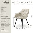 TECTAKE - Lot 6 chaises rembourrées en velours matelassé et dossier crème - vignette