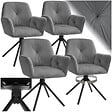 TECTAKE - Lot de 4 chaises pivotantes 360° en velours rembourré anthracite/noir - vignette