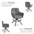 TECTAKE - Lot de 4 chaises pivotantes 360° en velours rembourré anthracite/noir - vignette