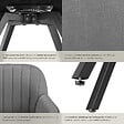 TECTAKE - Lot 4 chaises pivotantes à 360° avec accoudoirs velours grises - vignette