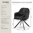 TECTAKE - Chaise pivotante à 360° en velours avec rembourrage épais noir - vignette