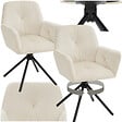 TECTAKE - Lot de 2 chaises pivotantes 360° en velours rembourré crème/noir - vignette