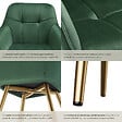 TECTAKE - Lot 2 chaises de salle à manger avec aspect velours capitonné vert/or - vignette