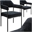 TECTAKE - Lot 2 fauteuils rembourrés avec pieds en acier et dossier continu noir - vignette