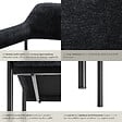 TECTAKE - Lot 2 fauteuils rembourrés avec pieds en acier et dossier continu noir - vignette
