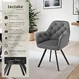 TECTAKE - Lot 6 fauteuils pivotants 180° velours rembourrés motif matelassé gris - vignette