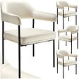 TECTAKE - Lot 4 fauteuils rembourrés avec pieds en acier dossier continu blanc - vignette