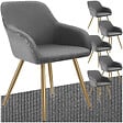 TECTAKE - Lot 6 chaises élégantes aspect corde forme ergonomique gris/doré - vignette