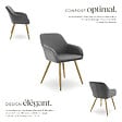 TECTAKE - Lot 6 chaises élégantes aspect corde forme ergonomique gris/doré - vignette