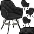 TECTAKE - Lot 4 fauteuils pivotants 180° velours rembourrés motif matelassé noir - vignette