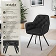 TECTAKE - Lot 4 fauteuils pivotants 180° velours rembourrés motif matelassé noir - vignette