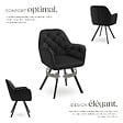 TECTAKE - Lot 4 fauteuils pivotants 180° velours rembourrés motif matelassé noir - vignette