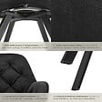 TECTAKE - Lot 4 fauteuils pivotants 180° velours rembourrés motif matelassé noir - vignette