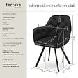 TECTAKE - Lot 4 fauteuils pivotants 180° velours rembourrés motif matelassé noir - vignette