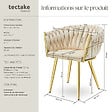 TECTAKE - Lot 4 chaises de salle à manger en velours design noué sable/or - vignette