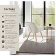 TECTAKE - Ensemble de 6 chaises rembourrées aspect velours taupe/or - vignette