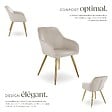 TECTAKE - Ensemble de 6 chaises rembourrées aspect velours taupe/or - vignette