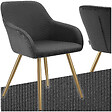 TECTAKE - Chaise élégante aspect corde avec forme ergonomique anthracite/doré - vignette