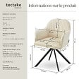 TECTAKE - Lot 2 chaises pivotantes à 360° en velours avec rembourrage crème/noir - vignette