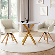 ID MARKET - Lot de 2 chaises pivotantes de salle à manger, fauteuils de table JANY en velours côtelé beige - vignette