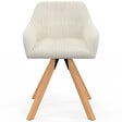 ID MARKET - Lot de 2 chaises pivotantes de salle à manger, fauteuils de table JANY en velours côtelé beige - vignette