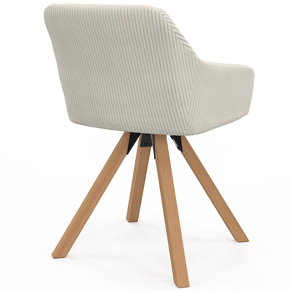 ID MARKET - Lot de 2 chaises pivotantes de salle à manger, fauteuils de table JANY en velours côtelé beige - large