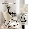 TECTAKE - Fauteuil revêtement rembourré en bouclettes dossier large crème/blanc - vignette