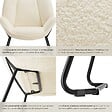 TECTAKE - Fauteuil revêtement rembourré en bouclettes dossier large crème/blanc - vignette