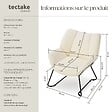 TECTAKE - Fauteuil revêtement rembourré en bouclettes dossier large crème/blanc - vignette