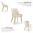 TECTAKE - Lot 6 chaises rembourrées aspect velours forme ergonomique beige - vignette
