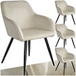 TECTAKE - Ensemble de 4 chaises cuir synthétique aspect velours crème/noir - vignette