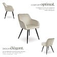 TECTAKE - Ensemble de 4 chaises cuir synthétique aspect velours crème/noir - vignette