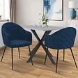 ID MARKET - Lot de 2 chaises de salle à manger, fauteuils de table MOLY en velours gaufré bleu canard - vignette