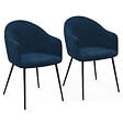 ID MARKET - Lot de 2 chaises de salle à manger, fauteuils de table MOLY en velours gaufré bleu canard - vignette