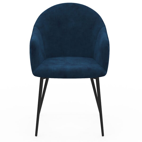 ID MARKET - Lot de 2 chaises de salle à manger, fauteuils de table MOLY en velours gaufré bleu canard - large