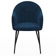 ID MARKET - Lot de 2 chaises de salle à manger, fauteuils de table MOLY en velours gaufré bleu canard - vignette