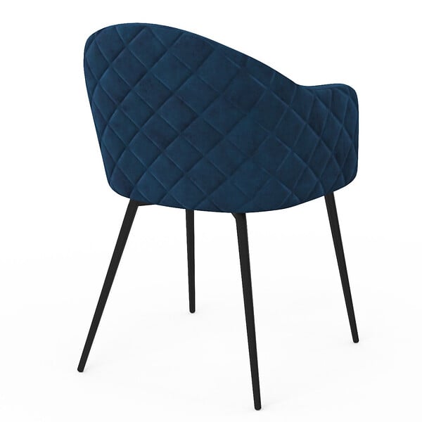 ID MARKET - Lot de 2 chaises de salle à manger, fauteuils de table MOLY en velours gaufré bleu canard - large