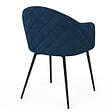 ID MARKET - Lot de 2 chaises de salle à manger, fauteuils de table MOLY en velours gaufré bleu canard - vignette