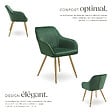 TECTAKE - Chaise de salle à manger aspect velours matelassé vert/or - vignette