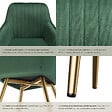 TECTAKE - Chaise de salle à manger aspect velours matelassé vert/or - vignette