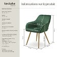 TECTAKE - Chaise de salle à manger aspect velours matelassé vert/or - vignette