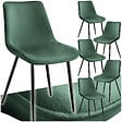 TECTAKE - Lot de 6 chaises Rembourrées aspect velours Ergonomique vert foncé - vignette