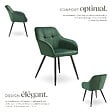TECTAKE - Lot 4 chaises rembourrées en velours matelassé et dossier vert foncé - vignette
