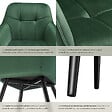 TECTAKE - Lot 4 chaises rembourrées en velours matelassé et dossier vert foncé - vignette