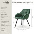TECTAKE - Lot 4 chaises rembourrées en velours matelassé et dossier vert foncé - vignette