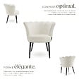 TECTAKE - Fauteuil rembourrage épais revêtement fourrure synthétique crème/noir - vignette