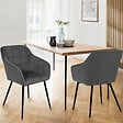 ID MARKET - Lot de 2 chaises de salle à manger, fauteuils de table MADY en velours gris foncé - vignette