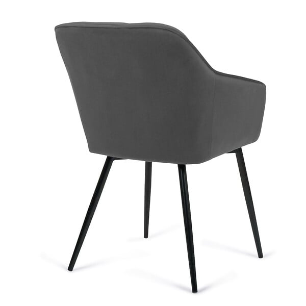ID MARKET - Lot de 2 chaises de salle à manger, fauteuils de table MADY en velours gris foncé - large