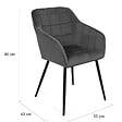 ID MARKET - Lot de 2 chaises de salle à manger, fauteuils de table MADY en velours gris foncé - vignette